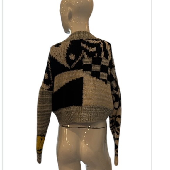 Urban Outfitters Lennon Jacquard Cropped  Black & White Crewneck Sweater Size XS - Picture 12 of 16